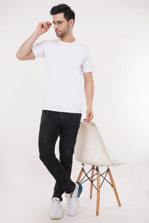 White Plain Regular T-Shirt For Men - Image 2