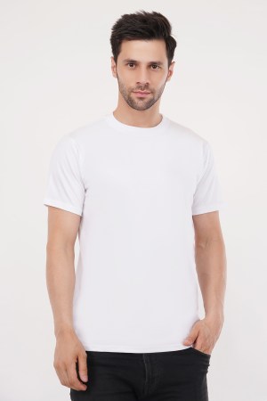 White Plain Regular T-Shirt For Men