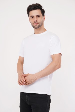 White Plain Regular T-Shirt For Men - Image 5