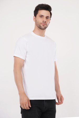 White Plain Regular T-Shirt For Men - Image 4