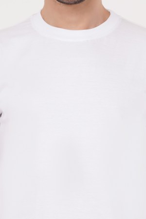 White Plain Regular T-Shirt For Men - Image 3