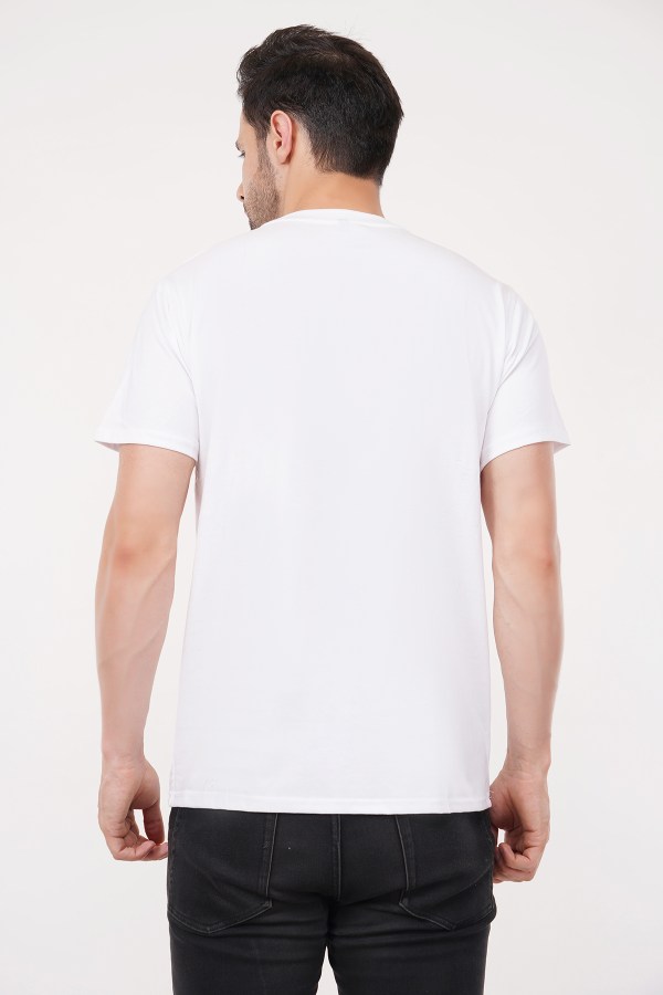 White Plain Regular T-Shirt For Men - Image 6