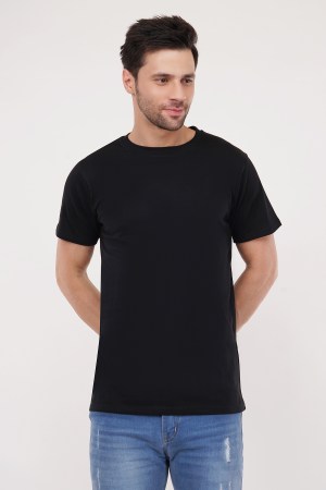Black Plain Regular T-Shirt For Men
