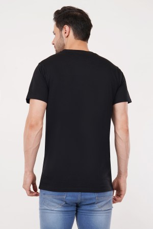 Black Plain Regular T-Shirt For Men - Image 6