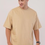 Beige plain Oversized T-Shirt For Men