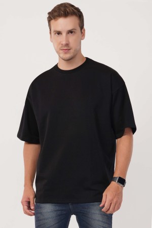 Black Plain Oversized T-Shirt For Men