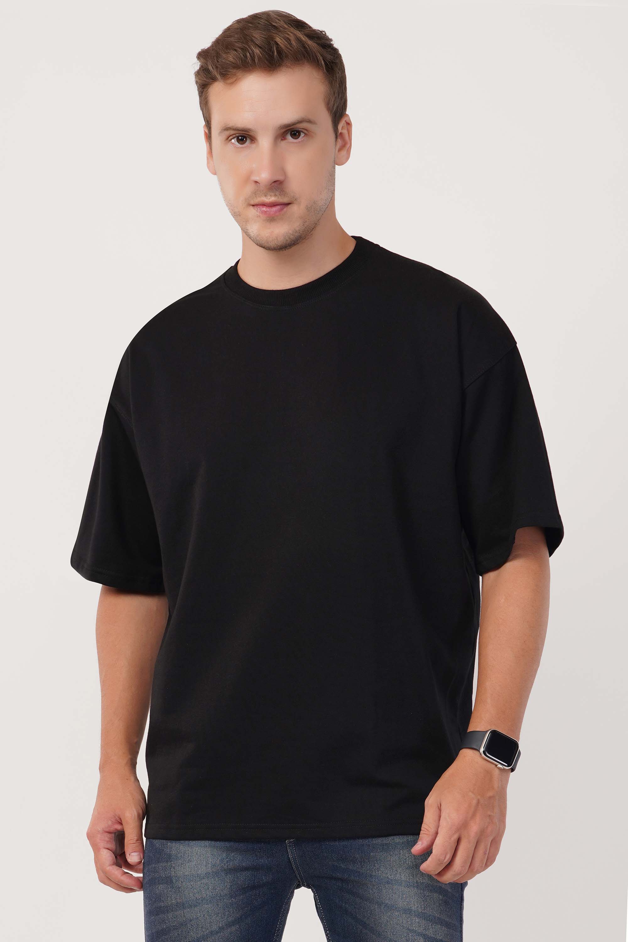 Black Plain Oversized T-Shirt For Men