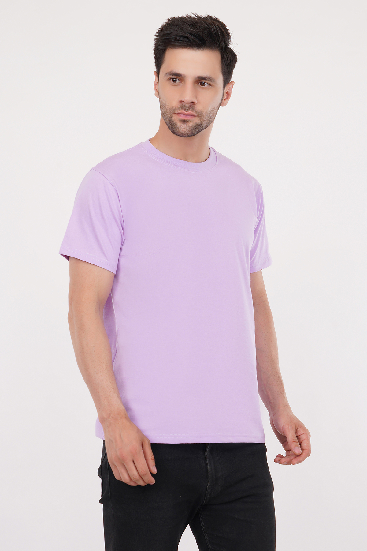 Lavender Plain Regular T-Shirt For Men