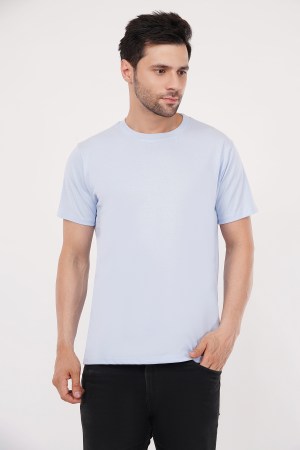 Light Blue Plain Regular T-Shirt