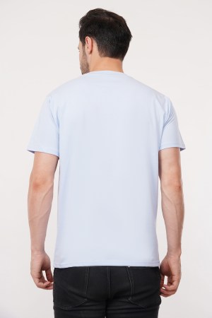 Light Blue Plain Regular T-Shirt For Men - Image 6