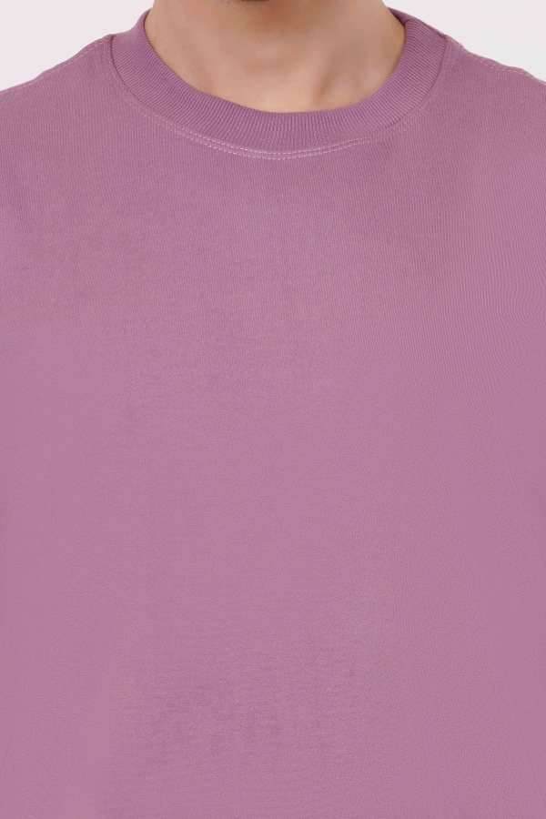 Purple Plain Oversized T-Shirt For Men - Image 3