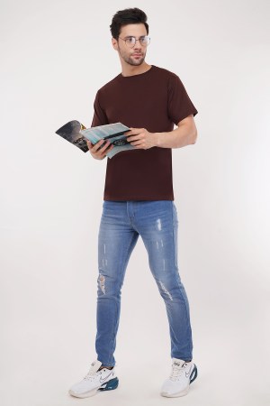 Brick Brown Plain Regular T-Shirt - Image 2