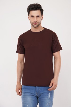 Brick Brown Plain Regular T-Shirt