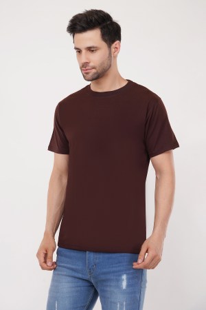 Brick Brown Plain Regular T-Shirt - Image 4