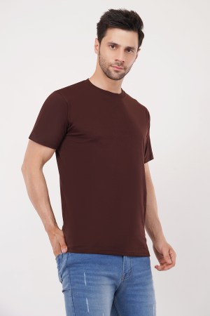 Brick Brown Plain Regular T-Shirt - Image 5