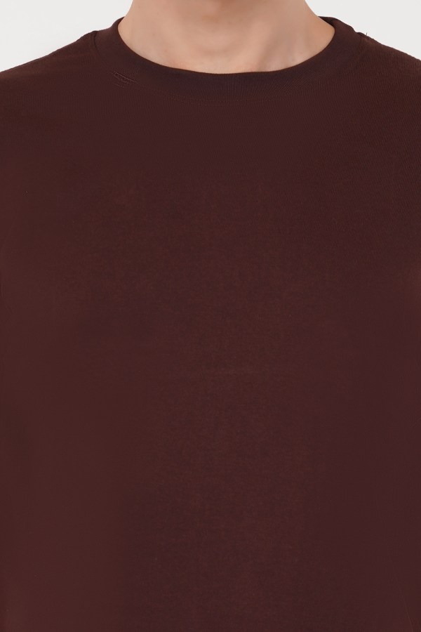 Brick Brown Plain Regular T-Shirt - Image 3