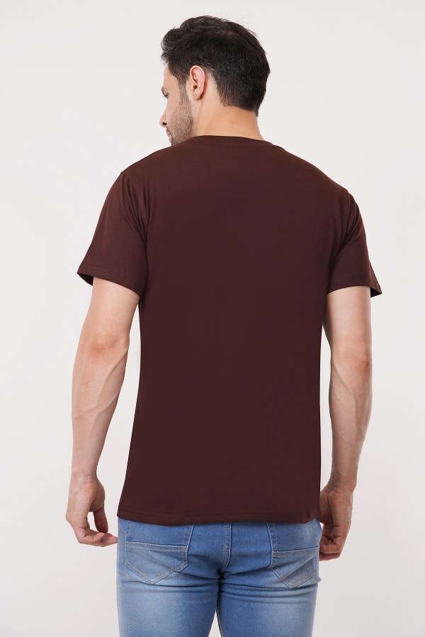 Brick Brown Plain Regular T-Shirt - Image 6