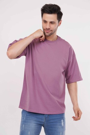 Purple Plain Oversized T-Shirt For Men