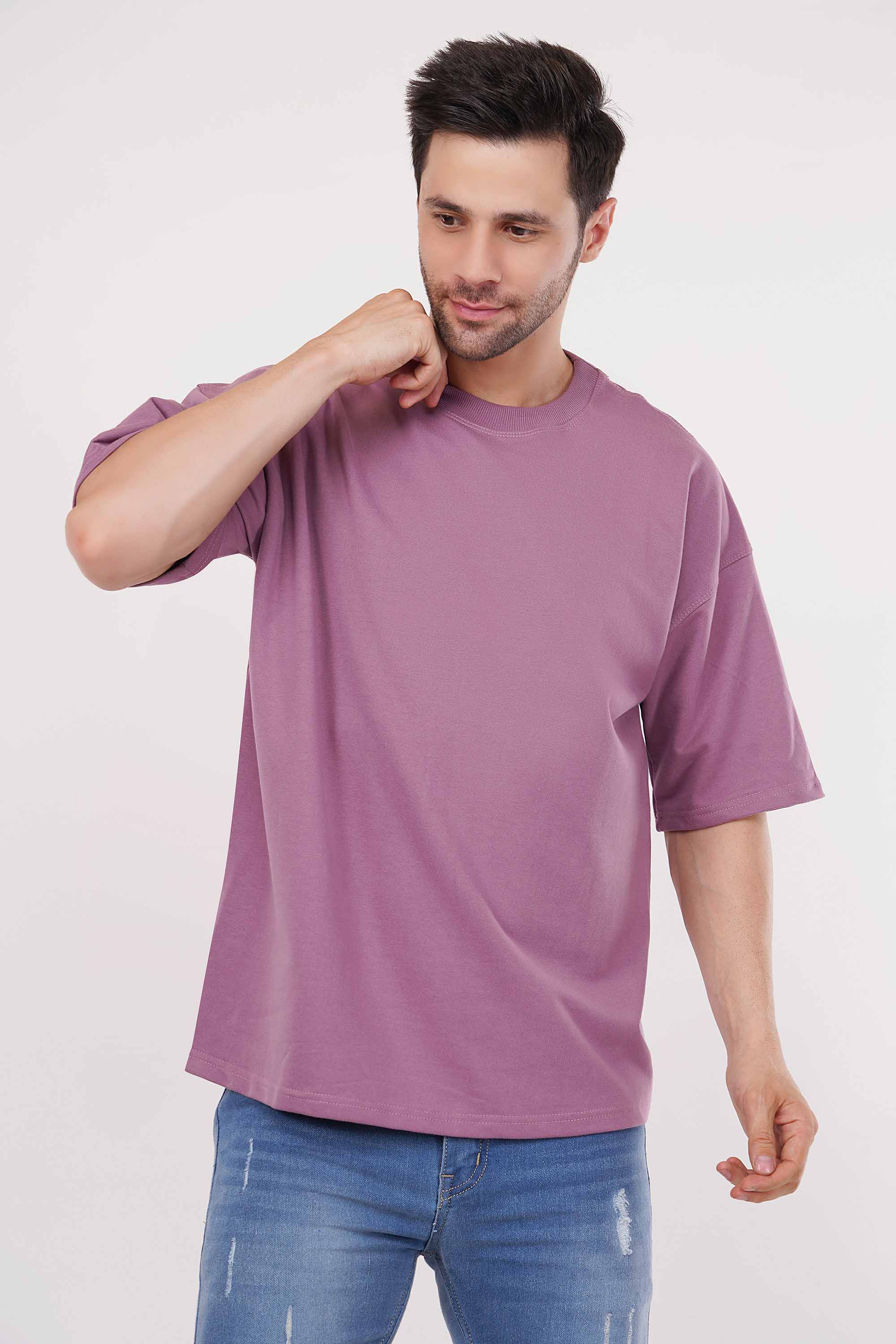 Purple Plain Oversized T-Shirt For Men