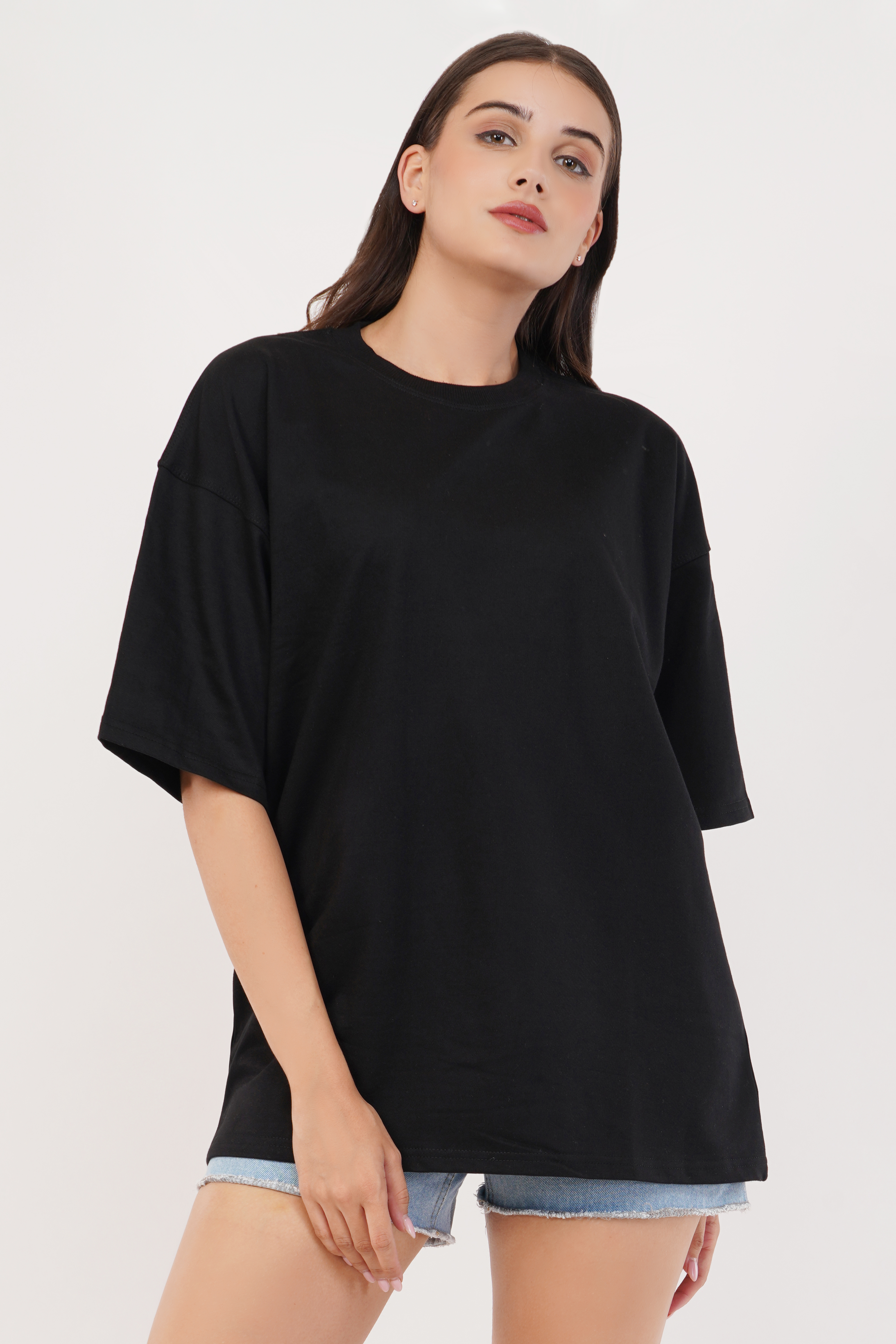 Black Plain Oversized T-Shirt For Women