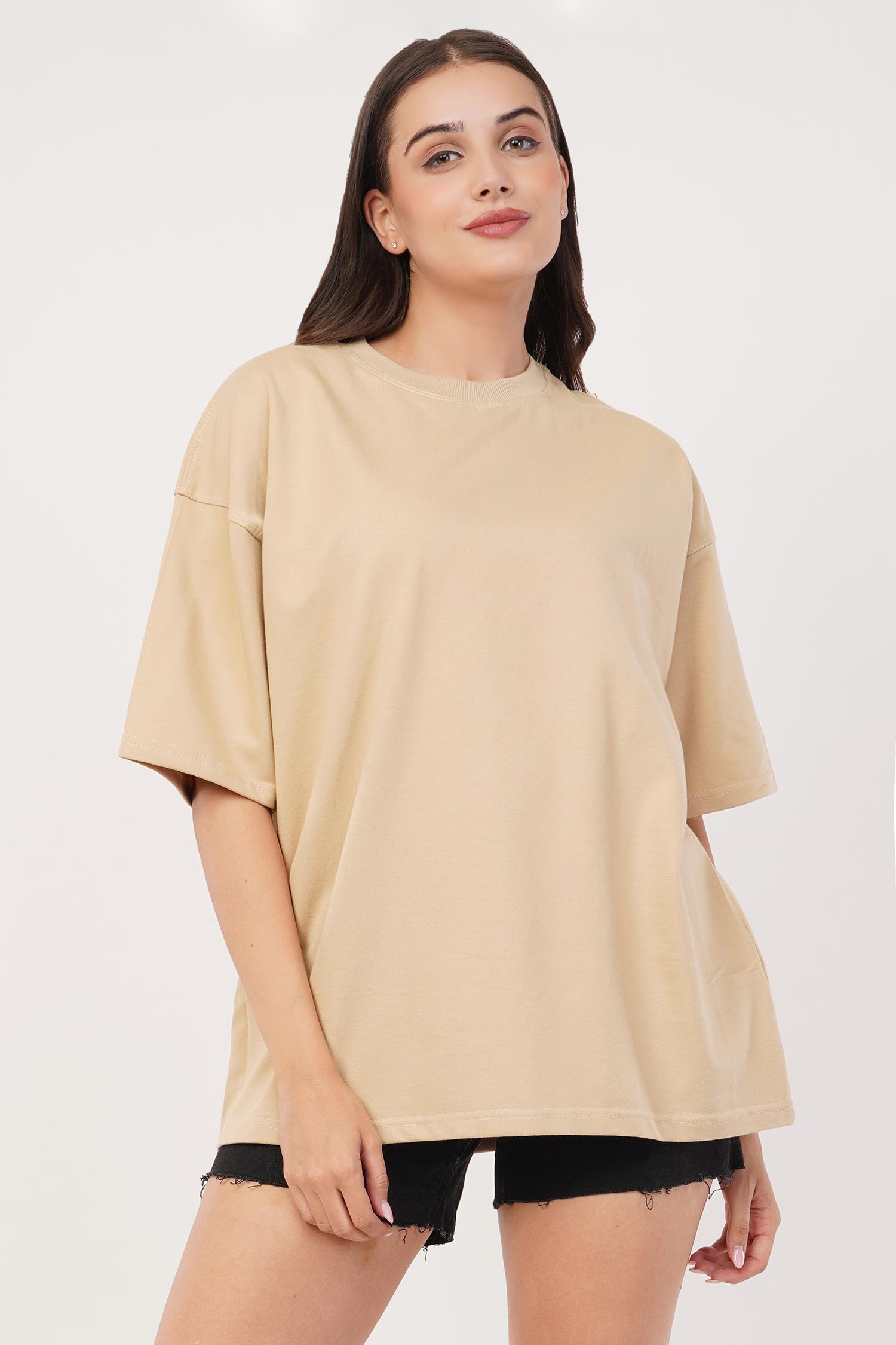 Cream Oversized T-Shirt For Women