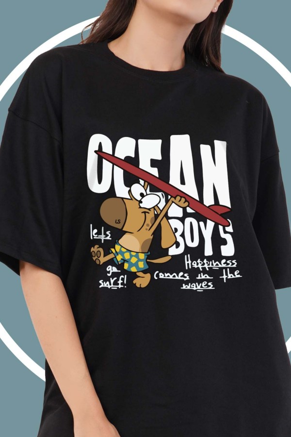 Ocean Black Oversized T-Shirt For Women - Image 2