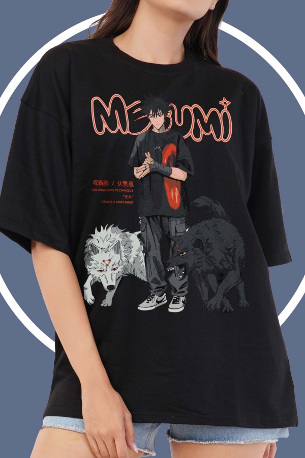 Megumi Black Oversized T-Shirt For Women - Image 2