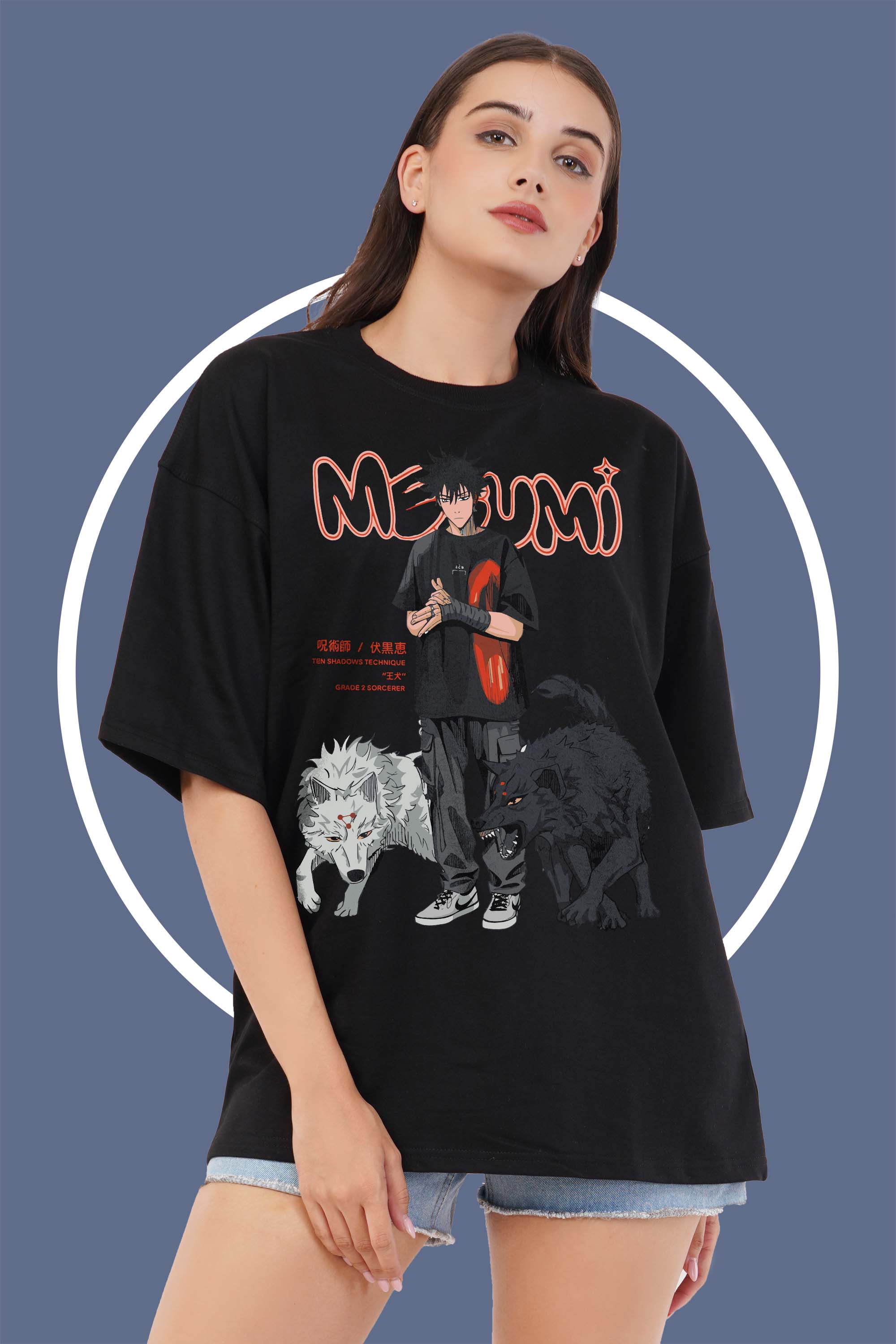 Megumi Black Oversized T-Shirt For Women