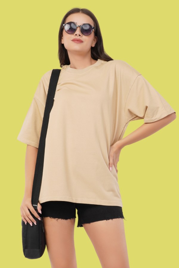 Panda Beige Oversized T-Shirt For Women - Image 2
