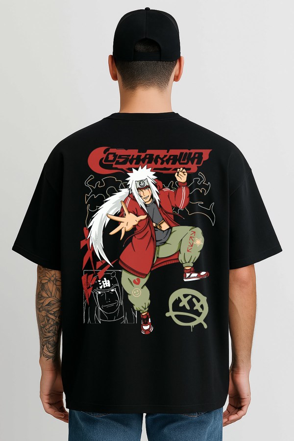 Oshawa Naruto Black Oversized T-Shirt For Men - Image 4