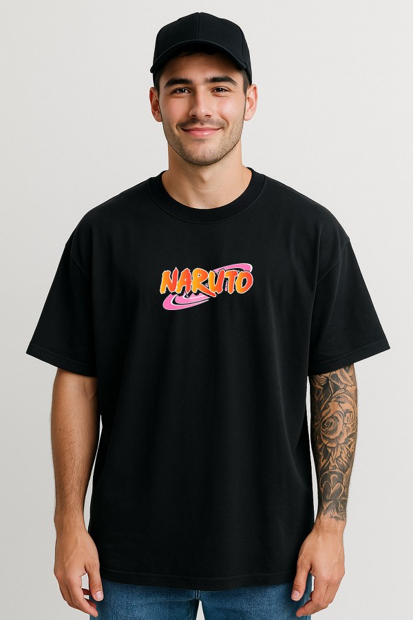 Naruto Uzumaki Black Oversized T-Shirt For Men - Image 2