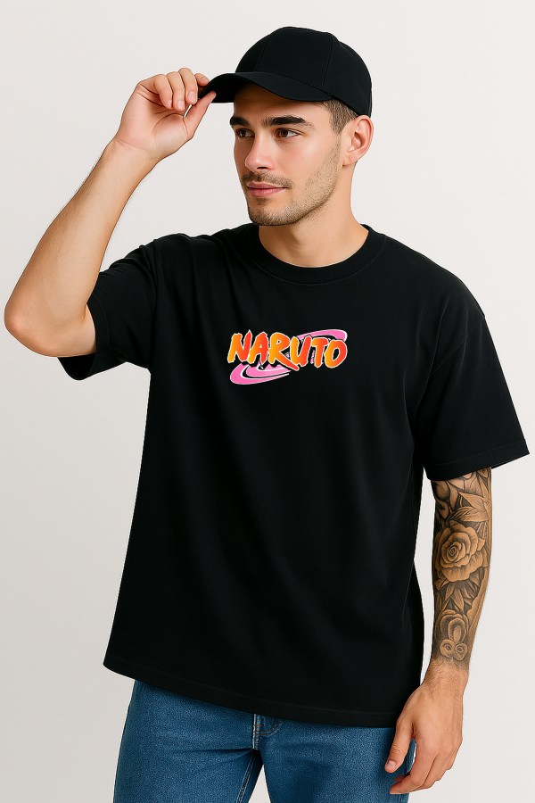 Naruto Uzumaki Black Oversized T-Shirt For Men - Image 3