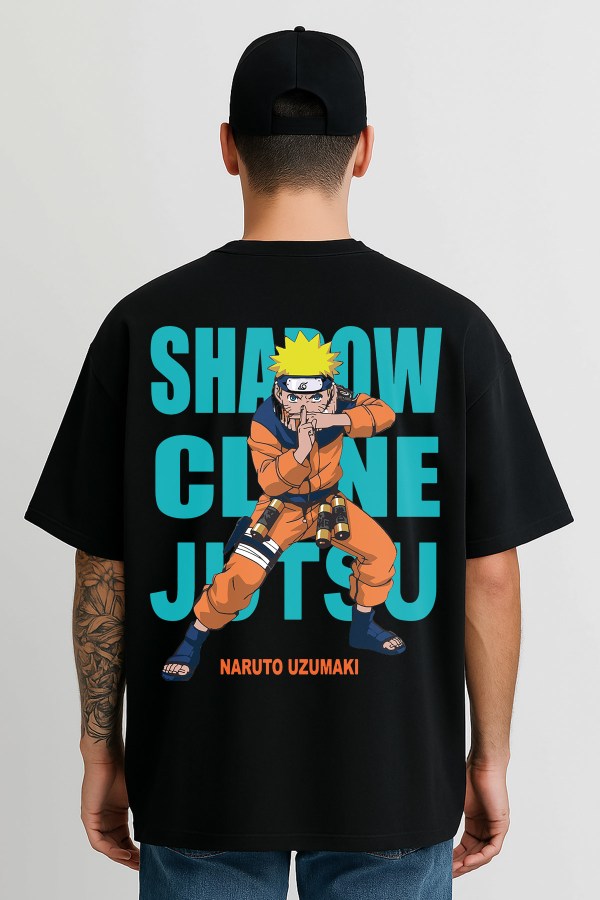 Naruto Uzumaki Black Oversized T-Shirt For Men - Image 4