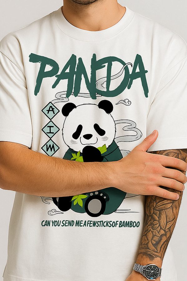 Panda White Oversized T-Shirt For Men - Image 3