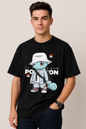 Pokemon Black Oversized T-Shirt For Men - Image 2