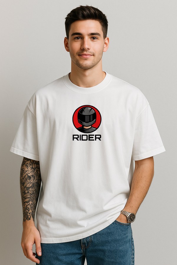 Rider Black Oversized T-Shirt For Men - Image 2