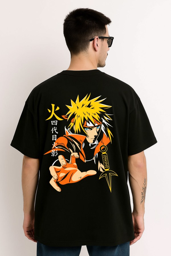 Naruto Uzumaki Black Oversized T-Shirt For Men - Image 4