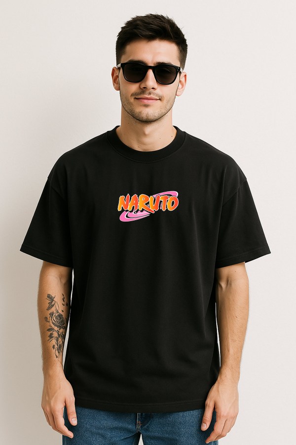 Naruto Uzumaki Black Oversized T-Shirt For Men - Image 2