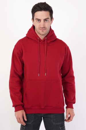 Red Plain Hoodie For Men - Image 3