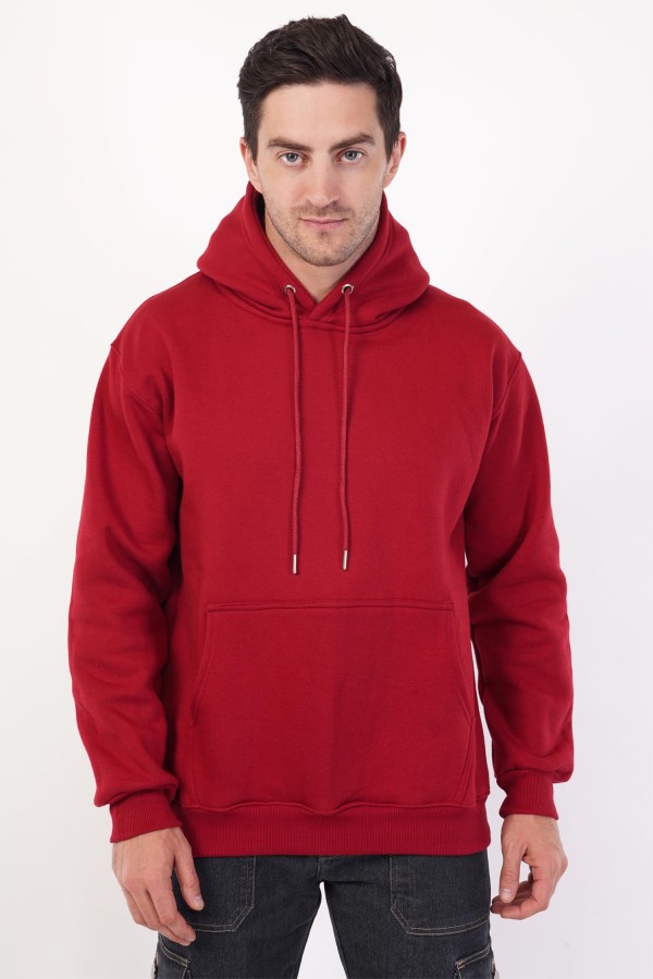 Red Plain Hoodie For Men - Image 3