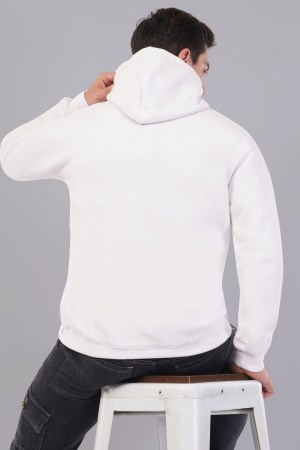 White Plain Hoodie For Men - Image 3
