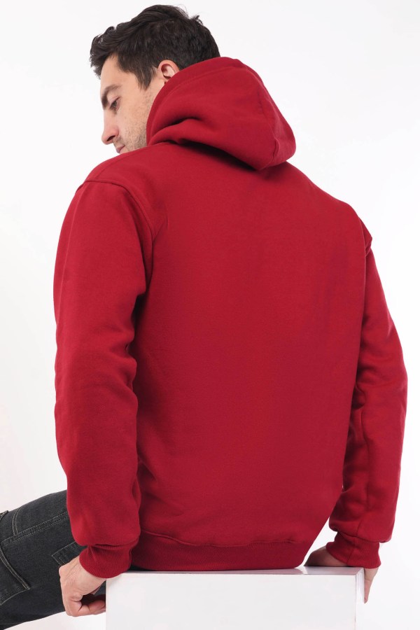 Red Plain Hoodie For Men - Image 4