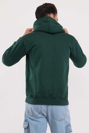 Green Plain Hoodie For Men - Image 6