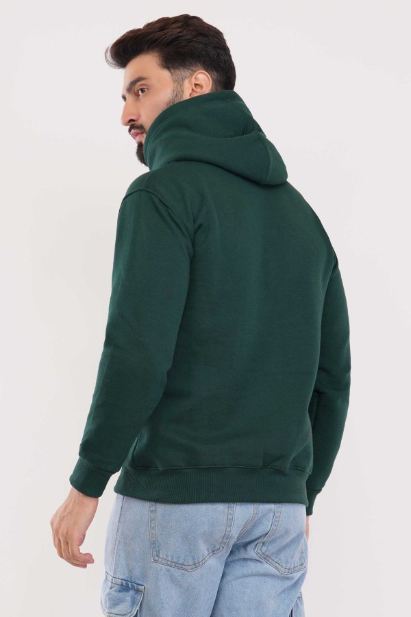 Green Plain Hoodie For Men - Image 5