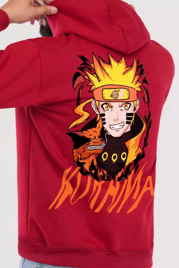 Naruto Kurama Red Hoodie For Men - Image 5