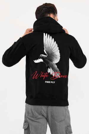White Dove Black Hoodie