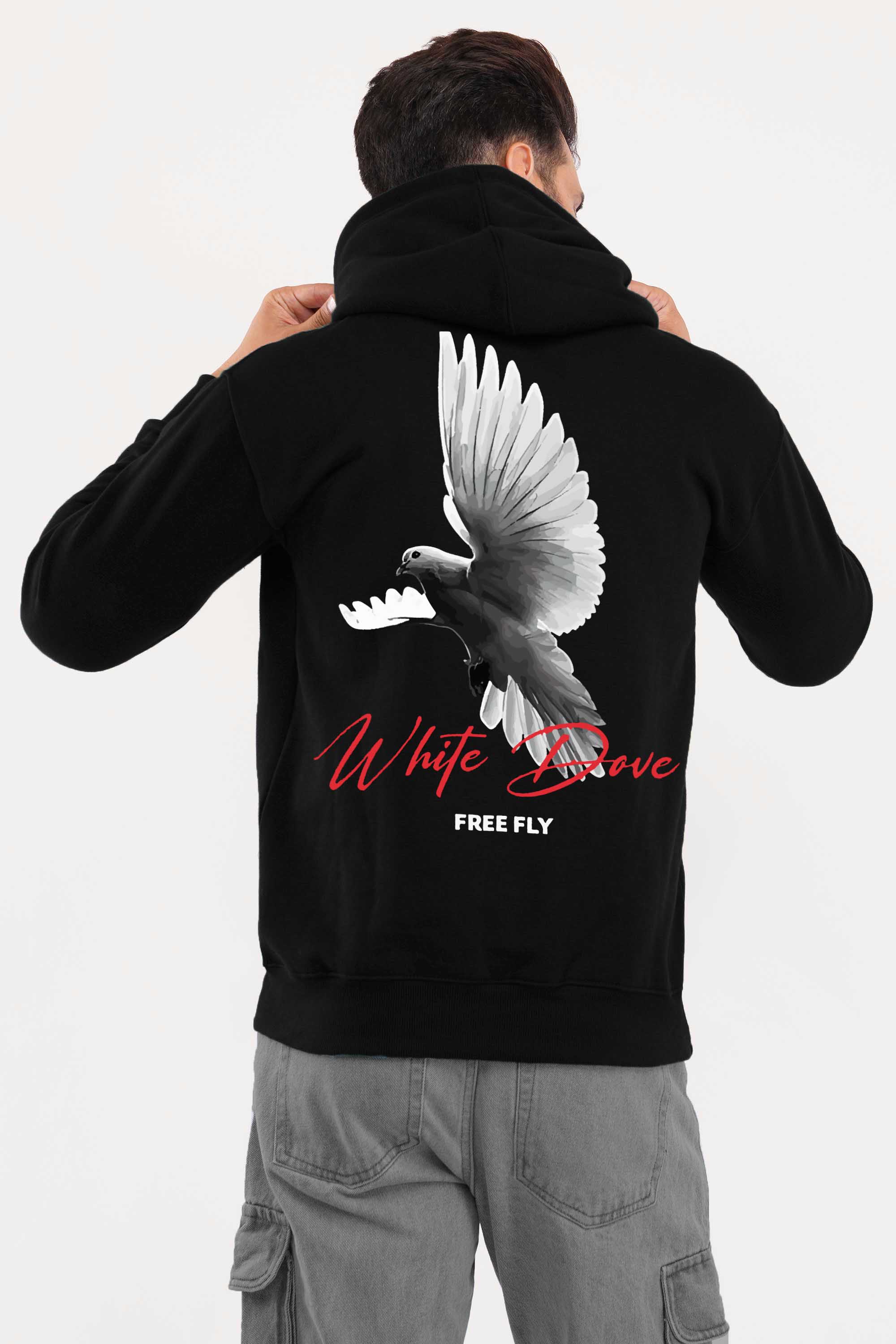 White Dove Black Hoodie