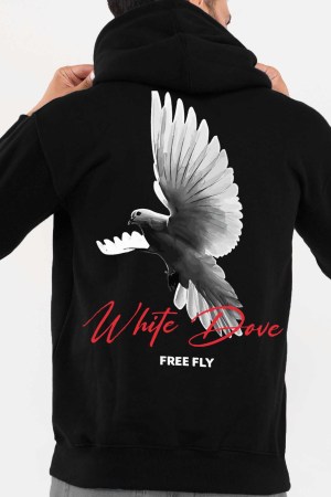 White Dove Black Hoodie For Men - Image 4