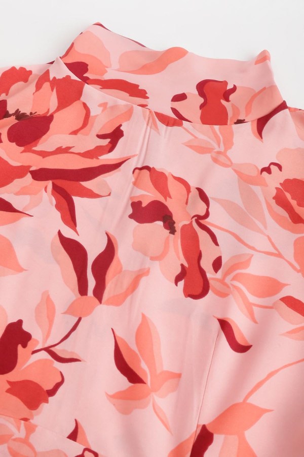 Red Cotton Blend Casual Western Dress - Image 4