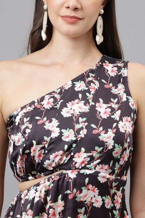 Black Cotton Blend Casual Western Dress - Image 3